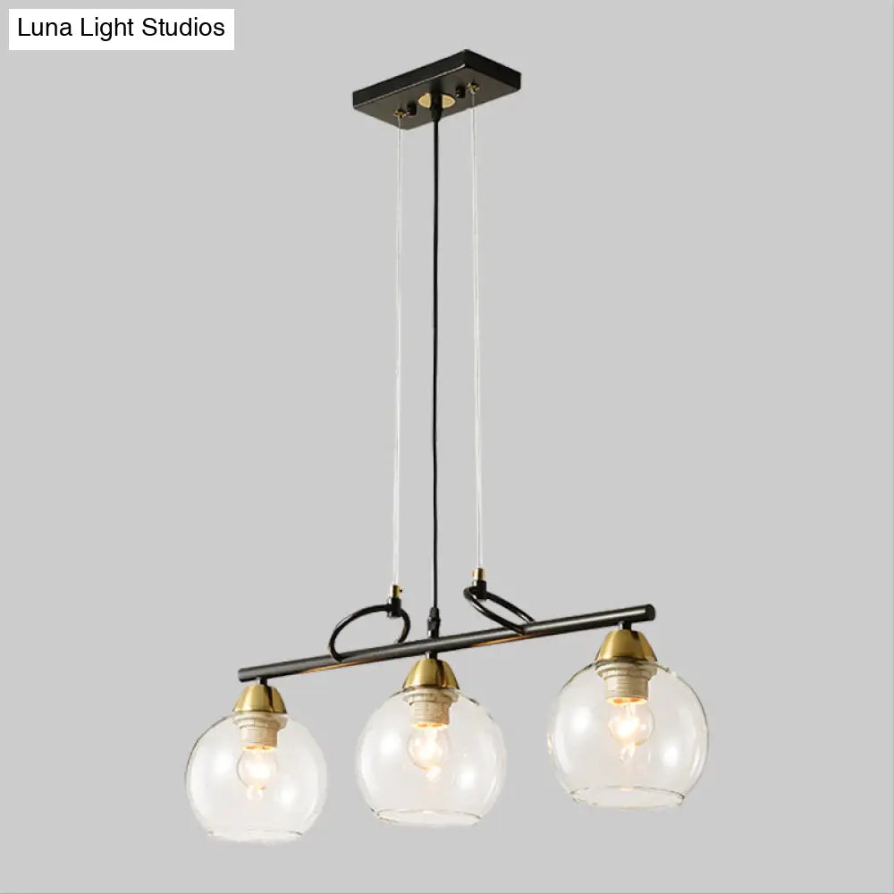 Lámpara colgante esférica contemporánea DecorBites™ de 3 bombillas para isla de comedor - Diseño en vidrio transparente/gris ahumado