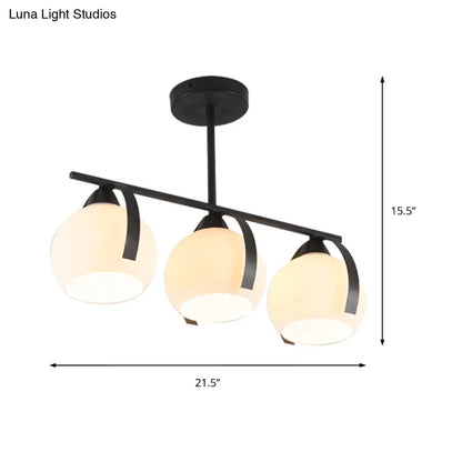 Lámpara de techo contemporánea DecorBites™ de 3 luces, color negro, con globos de cristal blanco: ideal para islas de cocina.