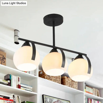 Lámpara de techo contemporánea DecorBites™ de 3 luces, color negro, con globos de cristal blanco: ideal para islas de cocina.
