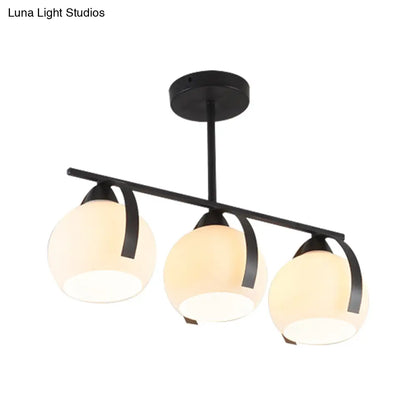 Lámpara de techo contemporánea DecorBites™ de 3 luces, color negro, con globos de cristal blanco: ideal para islas de cocina.