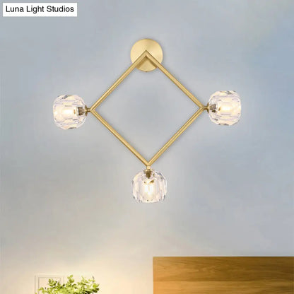 Aplique de pared contemporáneo DecorBites™ de latón con 3 luces y pantalla de cristal Modo - Lámpara de pared de anillo/cuadrada