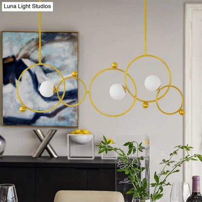 Lámpara colgante de isla DecorBites™ contemporánea de 3 luces con anillo de cristal dorado y varillas ajustables