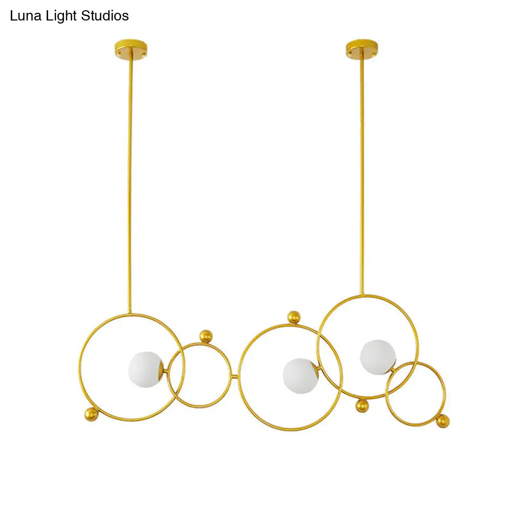 Lámpara colgante de isla DecorBites™ contemporánea de 3 luces con anillo de cristal dorado y varillas ajustables