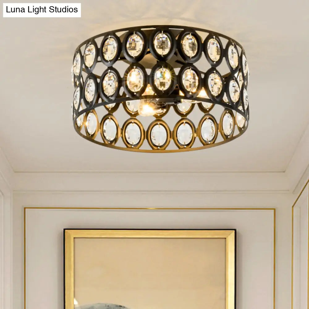 Lámpara de techo empotrada contemporánea DecorBites™ de 3 luces, de metal y cristal (diseño cilíndrico negro)