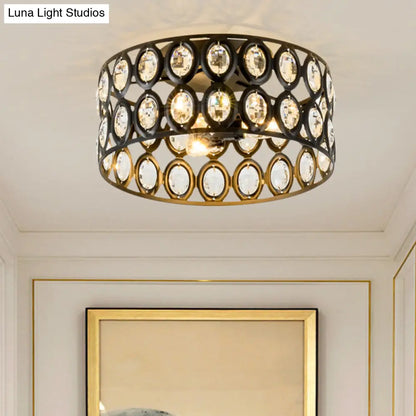 Lámpara de techo empotrada contemporánea DecorBites™ de 3 luces, de metal y cristal (diseño cilíndrico negro)