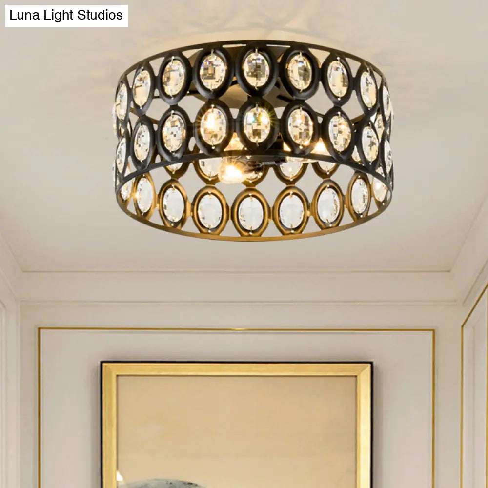 Lámpara de techo empotrada contemporánea DecorBites™ de 3 luces, de metal y cristal (diseño cilíndrico negro)