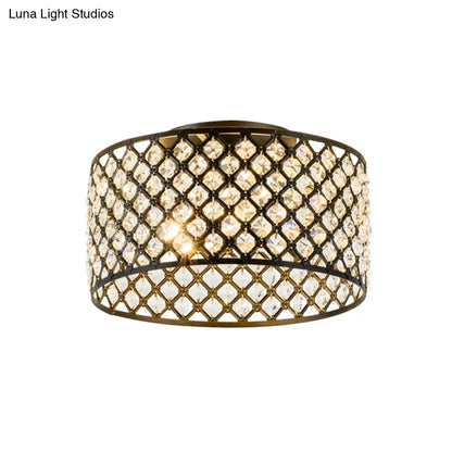 Lámpara de techo empotrada contemporánea DecorBites™ de 3 luces, de metal y cristal (diseño cilíndrico negro)