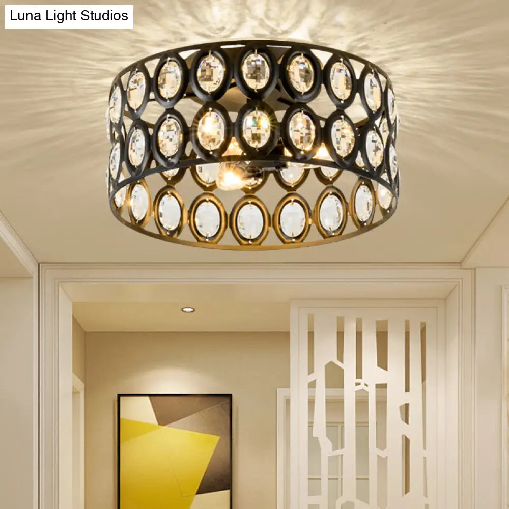 Lámpara de techo empotrada contemporánea DecorBites™ de 3 luces, de metal y cristal (diseño cilíndrico negro)