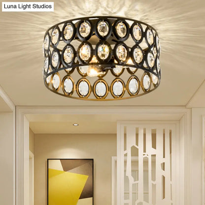 Lámpara de techo empotrada contemporánea DecorBites™ de 3 luces, de metal y cristal (diseño cilíndrico negro)