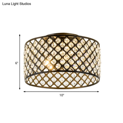 Lámpara de techo empotrada contemporánea DecorBites™ de 3 luces, de metal y cristal (diseño cilíndrico negro)