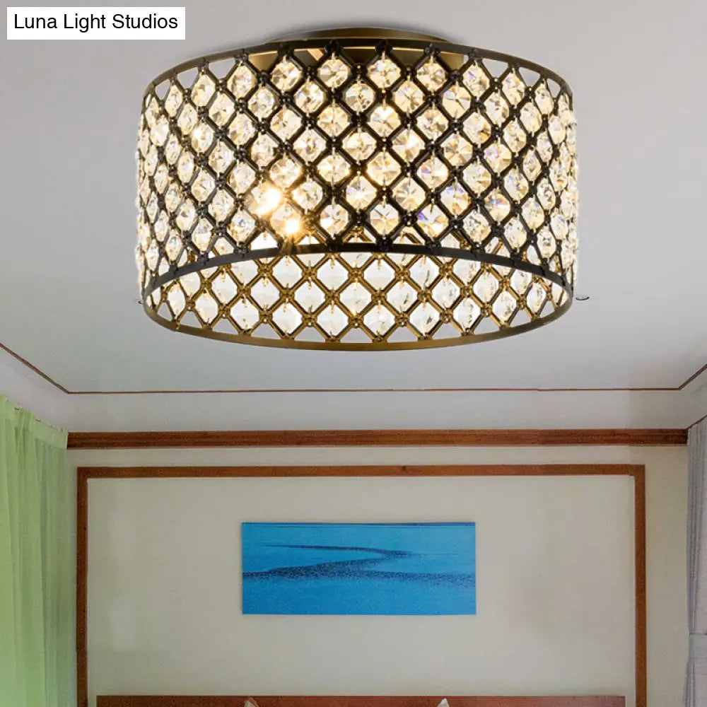 Lámpara de techo empotrada contemporánea DecorBites™ de 3 luces, de metal y cristal (diseño cilíndrico negro)