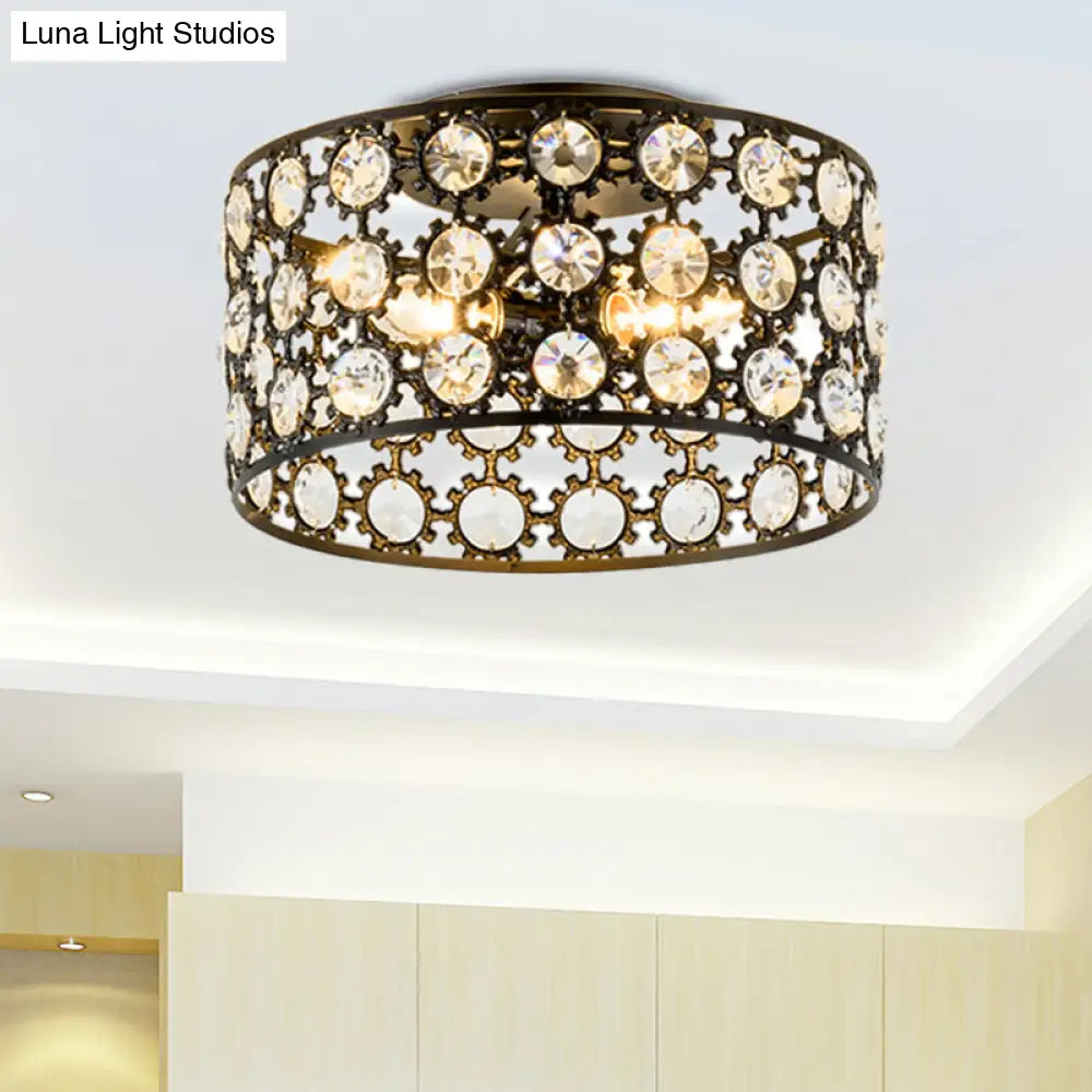 Lámpara de techo empotrada contemporánea DecorBites™ de 3 luces, de metal y cristal (diseño cilíndrico negro)
