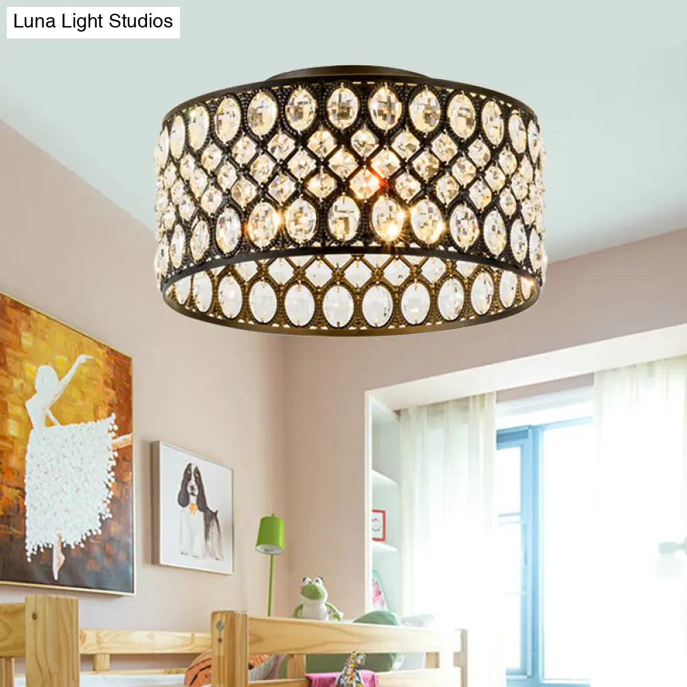 Lámpara de techo empotrada contemporánea DecorBites™ de 3 luces, de metal y cristal (diseño cilíndrico negro)