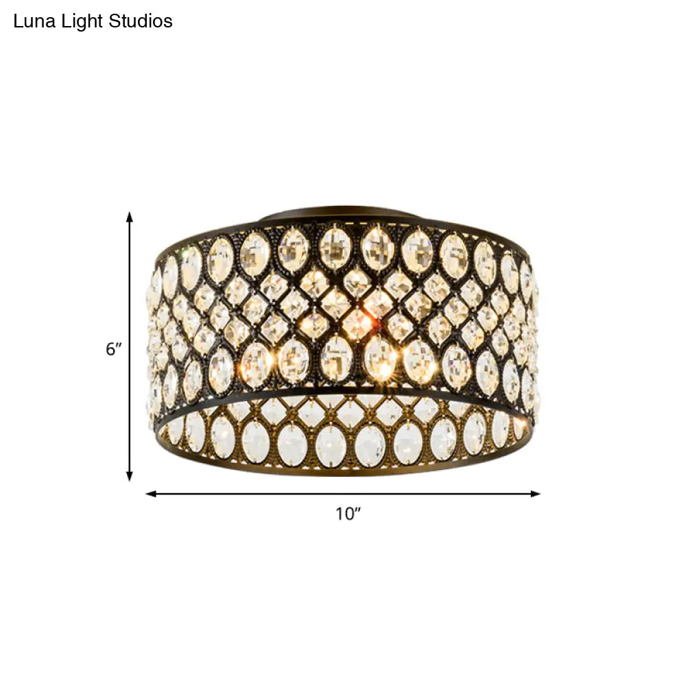 Lámpara de techo empotrada contemporánea DecorBites™ de 3 luces, de metal y cristal (diseño cilíndrico negro)