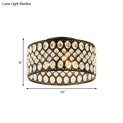 Lámpara de techo empotrada contemporánea DecorBites™ de 3 luces, de metal y cristal (diseño cilíndrico negro)