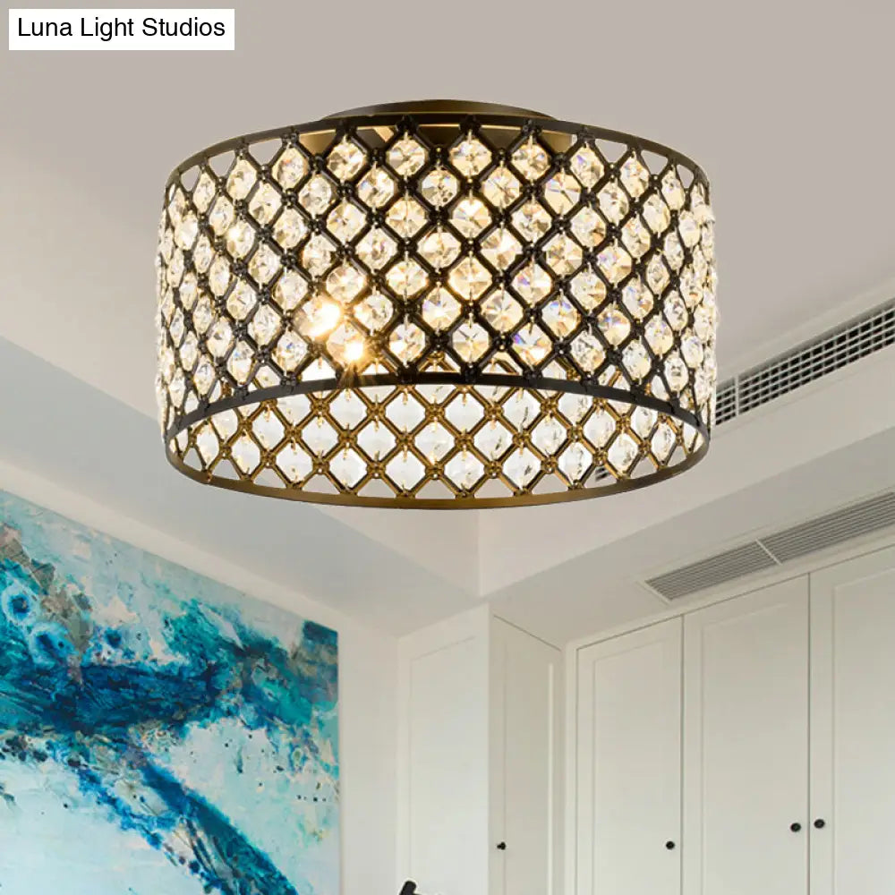 Lámpara de techo empotrada contemporánea DecorBites™ de 3 luces, de metal y cristal (diseño cilíndrico negro)