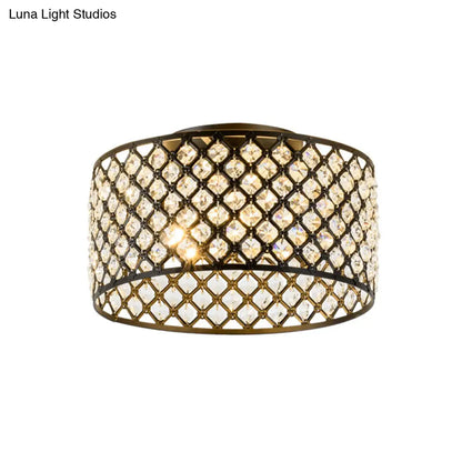 Lámpara de techo empotrada contemporánea DecorBites™ de 3 luces, de metal y cristal (diseño cilíndrico negro)