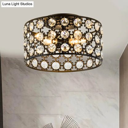 Lámpara de techo empotrada contemporánea DecorBites™ de 3 luces, de metal y cristal (diseño cilíndrico negro)