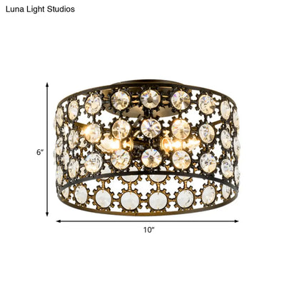 Lámpara de techo empotrada contemporánea DecorBites™ de 3 luces, de metal y cristal (diseño cilíndrico negro)