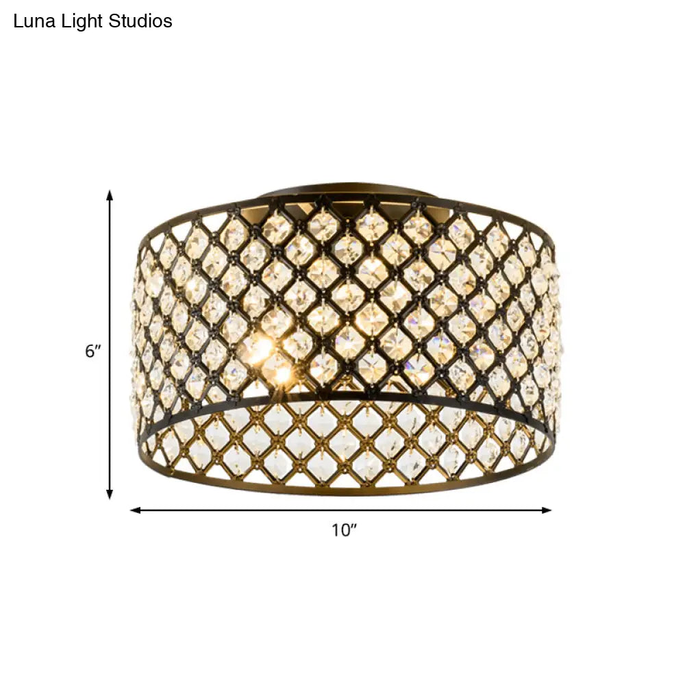 Lámpara de techo empotrada contemporánea DecorBites™ de 3 luces, de metal y cristal (diseño cilíndrico negro)