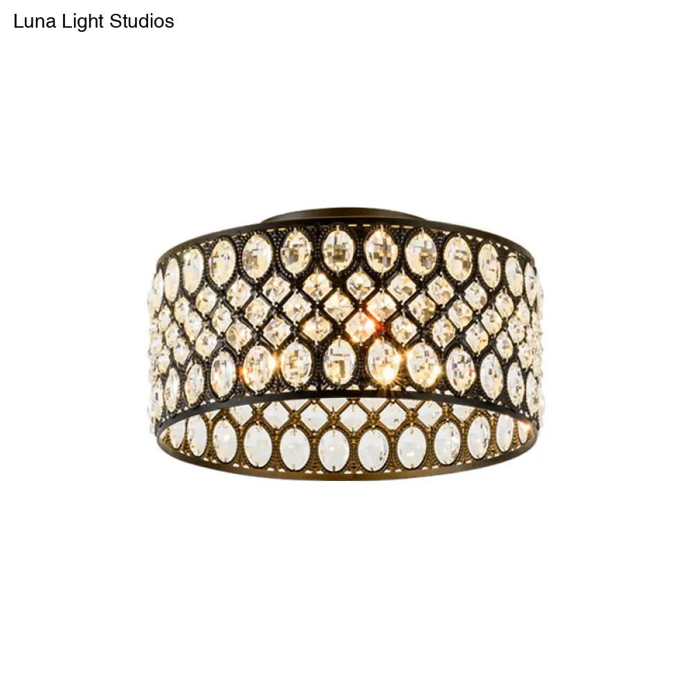 Lámpara de techo empotrada contemporánea DecorBites™ de 3 luces, de metal y cristal (diseño cilíndrico negro)