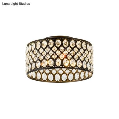 Lámpara de techo empotrada contemporánea DecorBites™ de 3 luces, de metal y cristal (diseño cilíndrico negro)