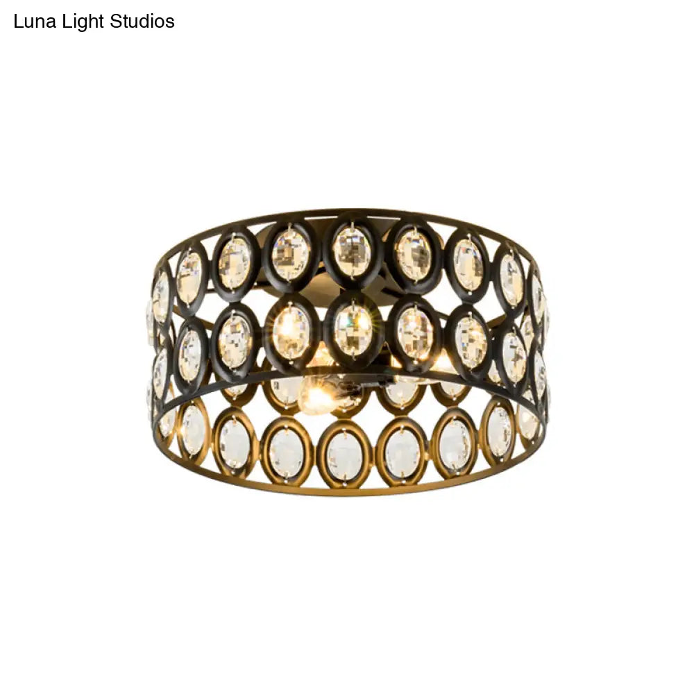 Lámpara de techo empotrada contemporánea DecorBites™ de 3 luces, de metal y cristal (diseño cilíndrico negro)