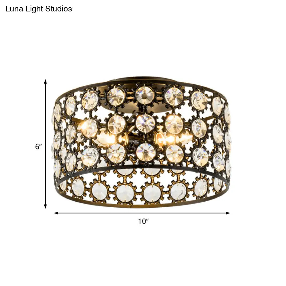 Lámpara de techo empotrada contemporánea DecorBites™ de 3 luces, de metal y cristal (diseño cilíndrico negro)