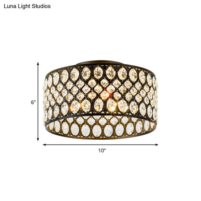 Lámpara de techo empotrada contemporánea DecorBites™ de 3 luces, de metal y cristal (diseño cilíndrico negro)