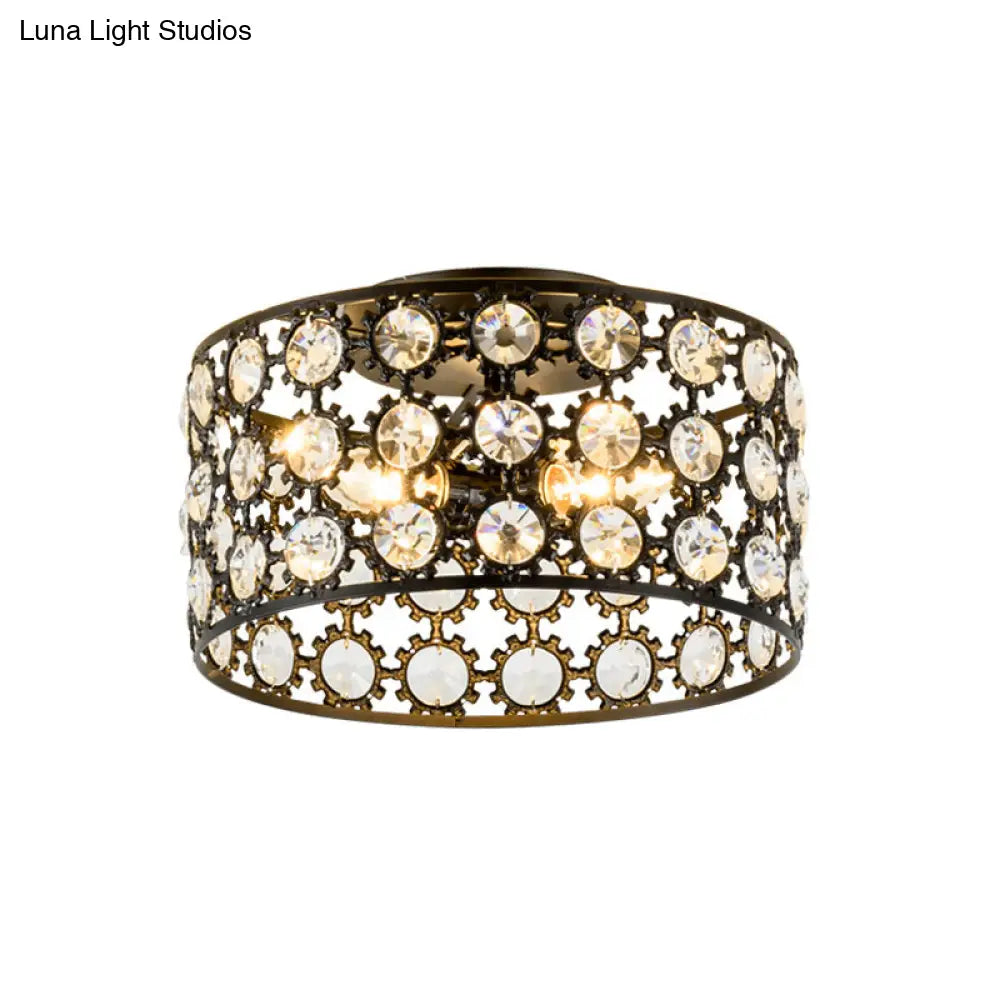 Lámpara de techo empotrada contemporánea DecorBites™ de 3 luces, de metal y cristal (diseño cilíndrico negro)