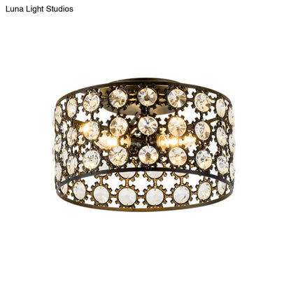 Lámpara de techo empotrada contemporánea DecorBites™ de 3 luces, de metal y cristal (diseño cilíndrico negro)