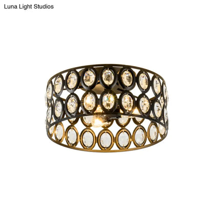 Lámpara de techo empotrada contemporánea DecorBites™ de 3 luces, de metal y cristal (diseño cilíndrico negro)