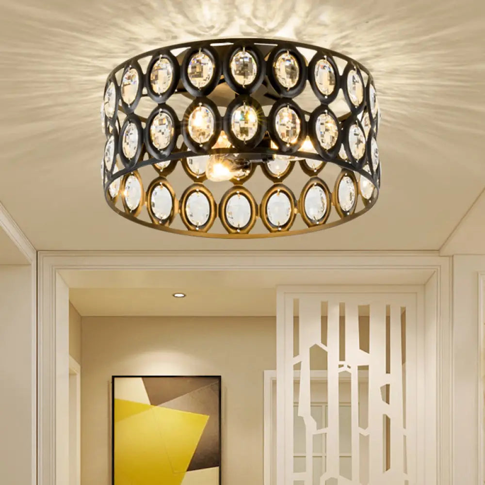 Lámpara de techo empotrada contemporánea DecorBites™ de 3 luces, de metal y cristal (diseño cilíndrico negro)