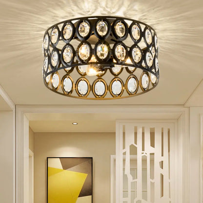 Lámpara de techo empotrada contemporánea DecorBites™ de 3 luces, de metal y cristal (diseño cilíndrico negro)