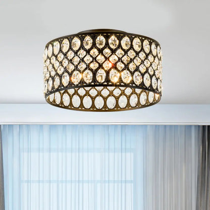 Lámpara de techo empotrada contemporánea DecorBites™ de 3 luces, de metal y cristal (diseño cilíndrico negro)