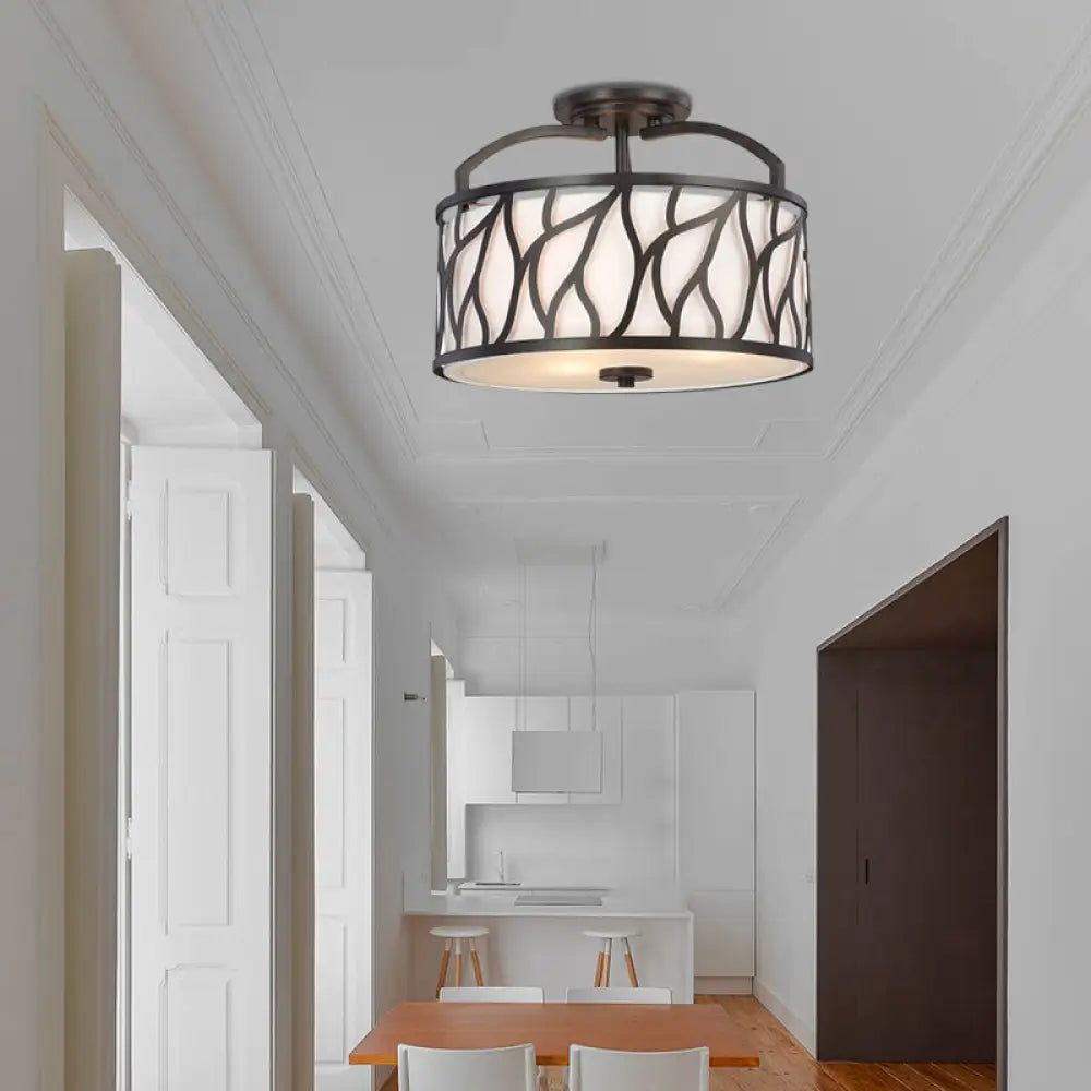 Lámpara de techo contemporánea DecorBites™ de 4 luces, negra, con diseño de ramas