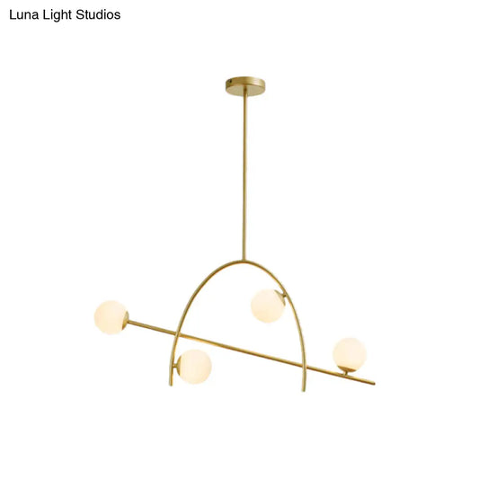 Lámpara de araña contemporánea DecorBites™ de 4 luces con esfera dorada y pantalla de cristal color crema - Iluminación cálida/blanca