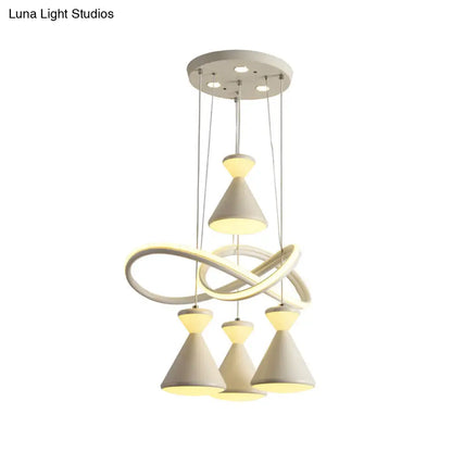 Contemporary 4-Light LED Cluster Pendant with Hourglass Shade for Dining Room