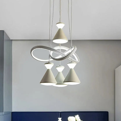 Contemporary 4-Light LED Cluster Pendant with Hourglass Shade for Dining Room