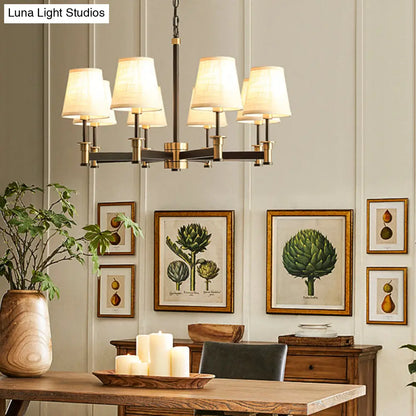 Lámpara colgante contemporánea de 6/8 luces con forma de barril y fabricada en tela - Lámpara colgante blanca para sala de estar