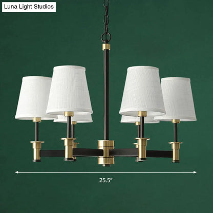 Lámpara colgante contemporánea de 6/8 luces con forma de barril y fabricada en tela - Lámpara colgante blanca para sala de estar