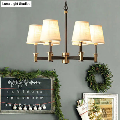 Lámpara colgante contemporánea de 6/8 luces con forma de barril y fabricada en tela - Lámpara colgante blanca para sala de estar