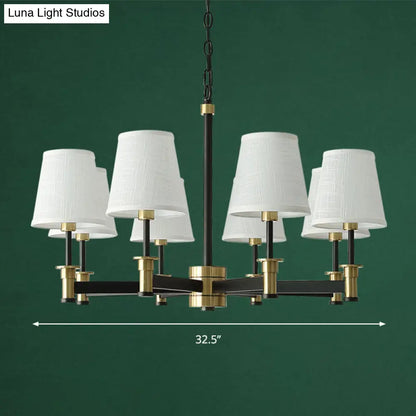 Lámpara colgante contemporánea de 6/8 luces con forma de barril y fabricada en tela - Lámpara colgante blanca para sala de estar