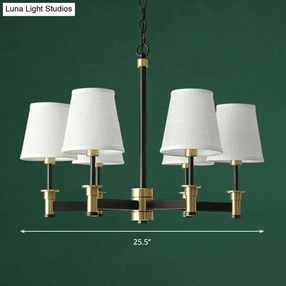 Lámpara colgante contemporánea de 6/8 luces con forma de barril y fabricada en tela - Lámpara colgante blanca para sala de estar