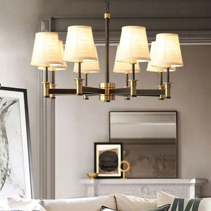 Lámpara colgante contemporánea de 6/8 luces con forma de barril y fabricada en tela - Lámpara colgante blanca para sala de estar