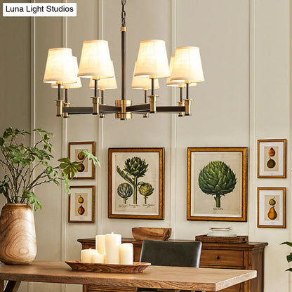 Lámpara colgante contemporánea de 6/8 luces con forma de barril y fabricada en tela - Lámpara colgante blanca para sala de estar