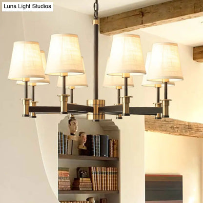 Lámpara colgante contemporánea de 6/8 luces con forma de barril y fabricada en tela - Lámpara colgante blanca para sala de estar