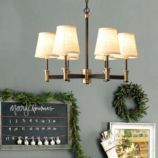 Lámpara colgante contemporánea de 6/8 luces con forma de barril y fabricada en tela - Lámpara colgante blanca para sala de estar