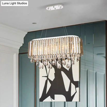 Lámpara de araña contemporánea de 6 luces para sala de estar con pantalla de cristal