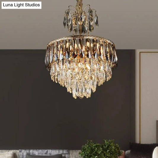 Lámpara de techo colgante dorada de cristal contemporánea de 8 brazos para sala de estar